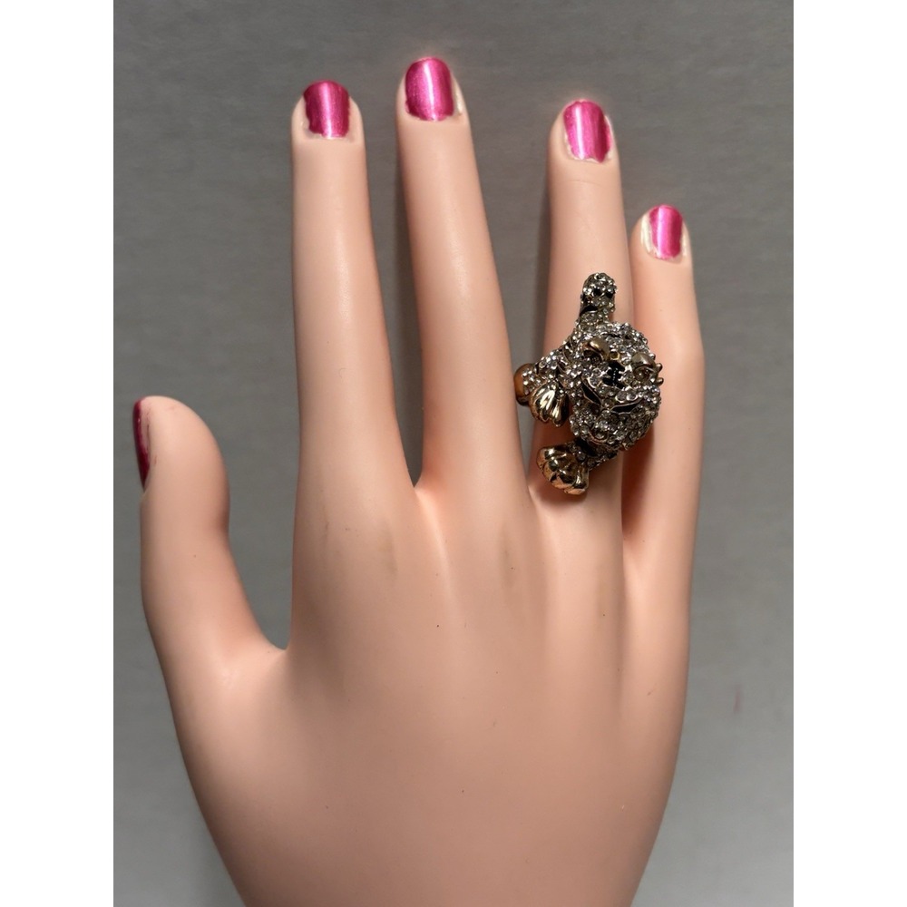 Ring Rhinestone Leopard Cheetah Panther Wrap Stretchy size 8 stretchy
